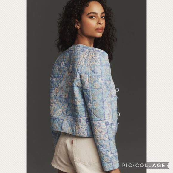 :Price Firm: NWT Anthropologie Dolan Bow-Front Linen Quilted Lady Jacket - Picture 3 of 10